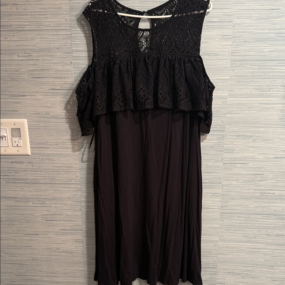 Lane Bryant Chic Black Crochet Dress